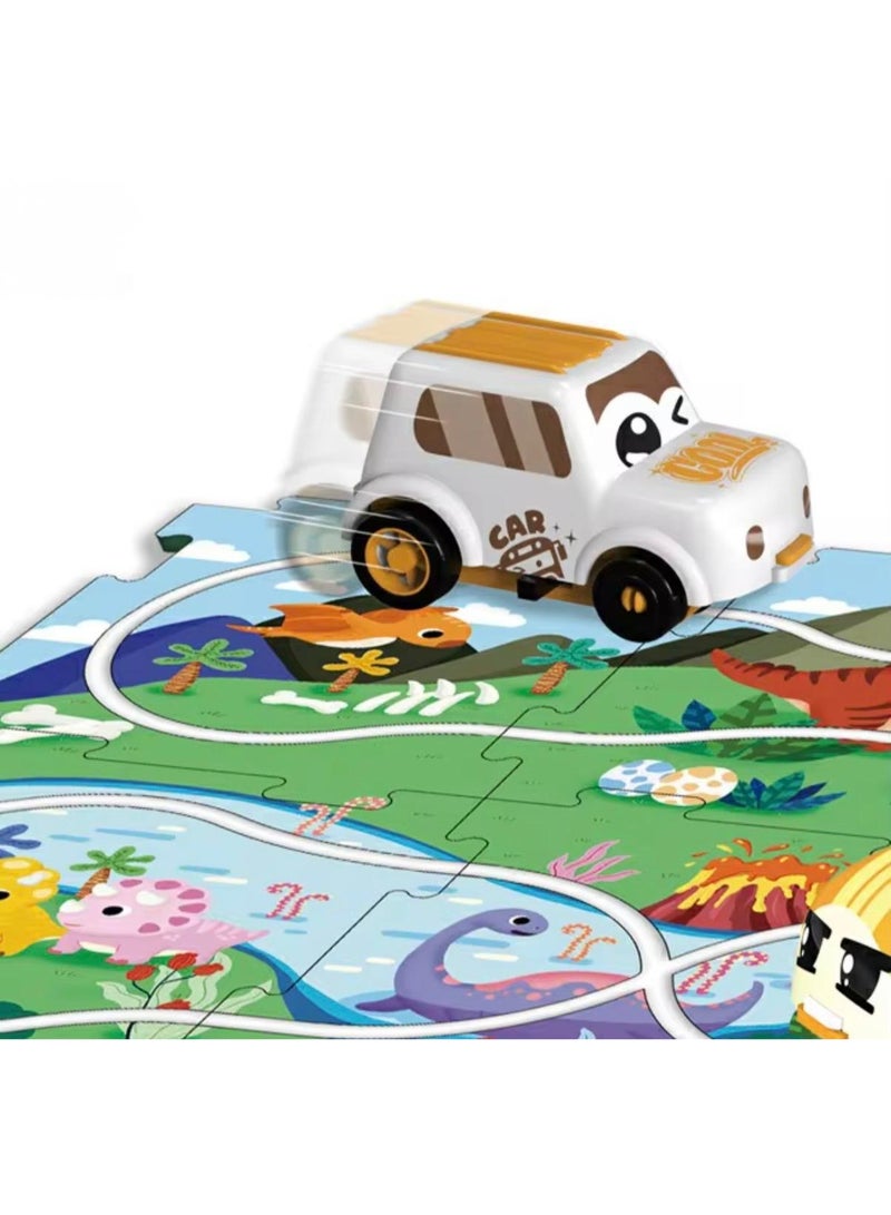 توي لاند مجموعة ألغاز مسار سيارات بتصميم ديناصورات - مجموعة تجميع مسار مع سيارات ألعاب (3 سنوات فأكثر) - Image 3